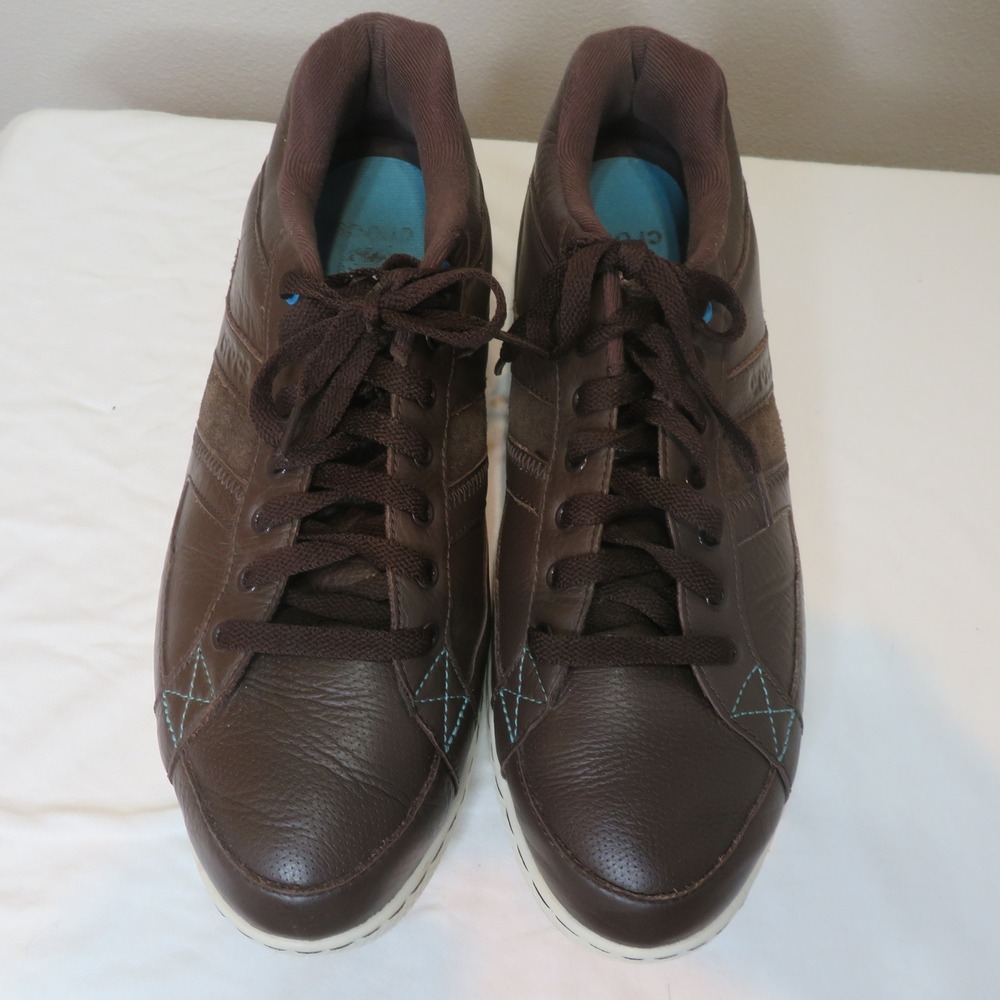 Crocs Hover Lace Up Mens 12 Brown Leather Suede Sneakers Low Top Shoes 12773